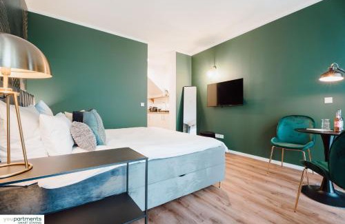 Innenstadtring Apartamento | City-Studio im Innenhof mit Boxspring-Bett und Community-Raum
