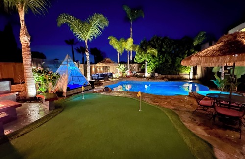 Ocean Hills Casa | Retiro costero: piscina, spa, putting green, fogata, sala de juegos y cerca de la playa.