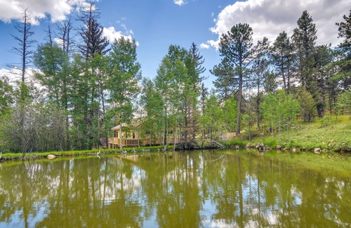 Green Valley Cabaña | Conifer Log Cabin Rental w/ Private Hot Tub & Pond