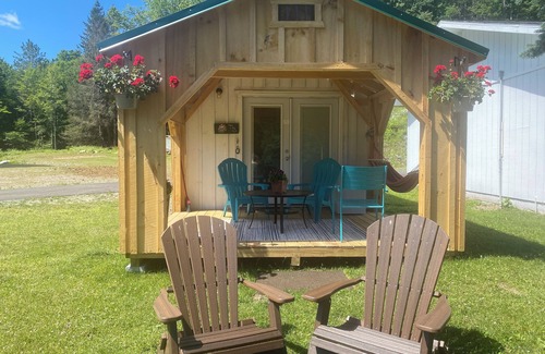 Davenport Cabina | Cozy “bed in a shed” cabin with WiFi and AC in charming East Meredith
