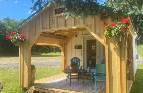 Davenport Cabina | Cozy “bed in a shed” cabin with WiFi and AC in charming East Meredith