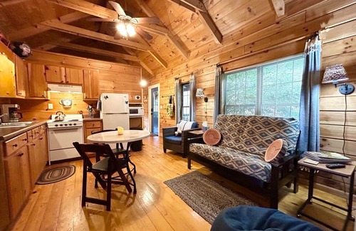 Lake Lure Cabina | Cozy Blue Skies Cabin - walk to Chimney Rock & Lake Lure