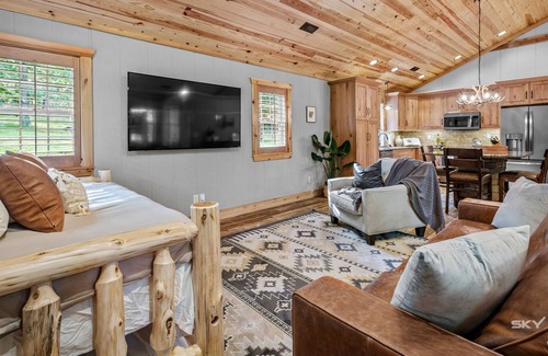 Rogers Cabina | Cozy cabin with hot tub, alfresco dining, & firepit - close to Beaver Lake