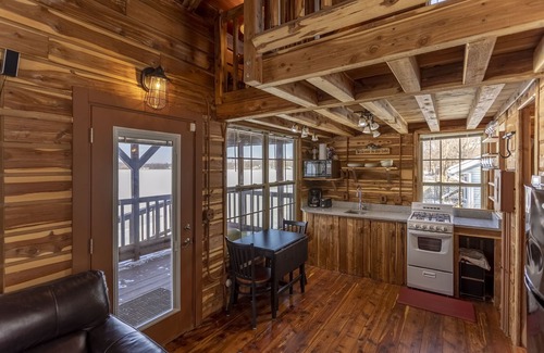 Cassopolis Cabina | Cozy Lakeside Log Cabin on Stone Lake w/ 50 Wooded Acres & Trails.