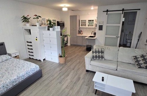 Battle Ground Apartamento | Cozy peaceful spacious studio WiFi work station fitness items in Battle Ground