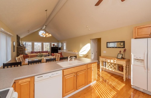 Thayerville Casa | Perfectly Seasoned: Lake Access, Hot Tub, A/C, Fireplaces!