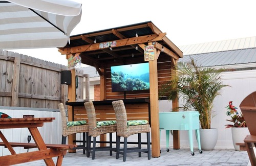 Bel Air Casa | Cozy Retreat , steps to the beach, heated pool , gulf views & huge party Deck