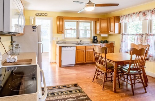 Bryson City Cabaña | Creekside Cabin with Free WiFi, Firepit, Full Kitchen, & Private W/D - Dogs OK