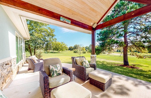 Waller Casa | Custom Home with Guesthouse, Pond, Swimming Deck, Beach & Tropical Bar