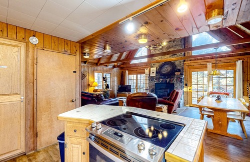 Sky Valley Casa | Cute cabin with private hot tub, lake/beach access, firepit, & outdoor area