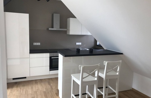 Lausnitz Apartamento | Helle Dachgeschoßwohnung mit Kamin