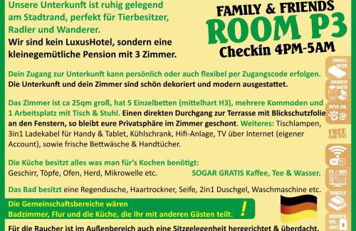 Creglingen Casa | Deine Pension, Family & Friends Room P3, 5 beds, 25qm, Check-in 4PM till 5AM