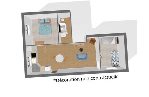 Sainte-Anne - Faubourg Noyon Apartamento | Dewailly, 2 chambres, 3 lits, élégant, 700m centre ville