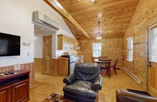Northport Cabina | Dog-friendly nature lovers retreat with fireplace, WiFi, AC & playground