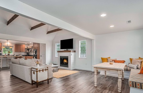 Paw Paw Lake Casa | Dog-friendly, updated home with deck, front porch, fire pit, WiFi, & fireplace