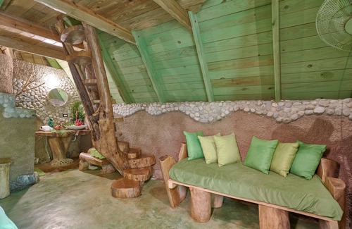 Las Galeras Cabina | Double/family palm-green cabin #4, at Chalet Tropical bio-hotel