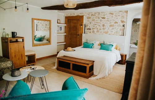 Saint-Jeannet Casa | Cama de Matrimonio o Dos Camas-Superior-Baño en la habitacion-Vista al Jardín