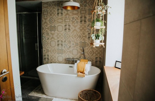 Saint-Jeannet Casa | Cama de Matrimonio o Dos Camas-Superior-Baño en la habitacion-Vista al Jardín
