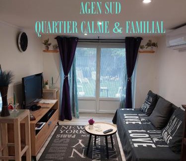 Agen Apartamento | Douce Escale - Agen sud, T2, RDJ, clim réversible, proche ENAP