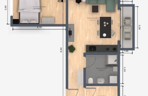 Meppen Apartamento | EcoCube 442 - Balkon, 2Zimmer, Waschmaschine, Schlafsofa