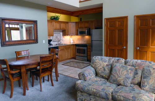 Stanley Hills Condominio | Enjoy classic, vintage décor, and mountain views from private outdoor hot tub!