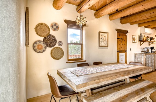 Santa Fe Casa | Exquisite home with hot tub, fireplace, mountain view, & washer/dryer