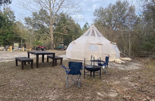 Tallahassee Alquiler De RV | Farmstay Glamping AGRItourism retreat-HERSHEYS HUT-cows, chicks, goat, minihorse