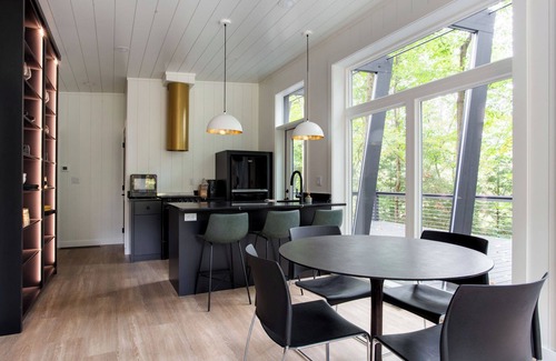 Loudonville Cabina | Fauna Bluff, A cliffside 2-bedroom modern cottage overlooking a bubbling stream.