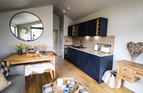 Rhayader Cabina | Fawns Rest - a cabin that sleeps 4, 1 bedroom, sofabed, hot tub