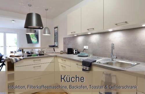 Hockelheim Apartamento | Ferienhaus Höckelheim - FeWo Blaue Lagune - neu, modern & geräumig - 100 qm - 3 Schlafzimmer - bis 6 Gäste, Babies reisen gratis - Garten, Grill & Terrasse - Fußbodenheizung - Smart-TV - Küche mit Backofen, Spülmaschine & Toaster - nahe Göttingen