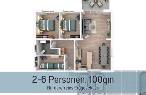 Hockelheim Apartamento | Ferienhaus Höckelheim - FeWo Savanna Lodge - barrierefrei - 100qm - 3 Schlafzimmer - bis 6 Gäste - Babies reisen gratis - Terrasse, Garten & Grill - vollausgestattete Küche mit Spülmaschine - Klimaanlage, Fußbodenheizung & Raffstores - nahe Göttingen