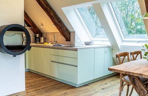 Versmold Apartamento | Ferienwohnung Eschblick für 2-4 Personen Kamin, Balkon und Sauna