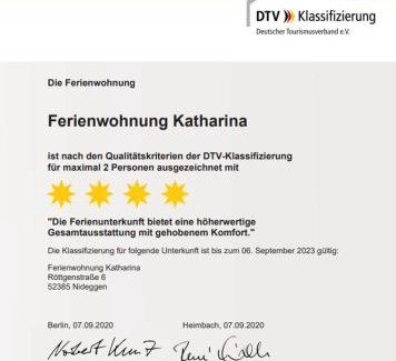 Kommerscheidt Apartamento | Ferienwohnung Katharina 4 Sterne laut DTV Wallbox 11KW