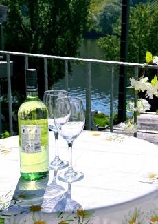Merl Apartamento | Ferienwohnung Moselblick Zell - Balkon und Gemeinschaftsterrasse