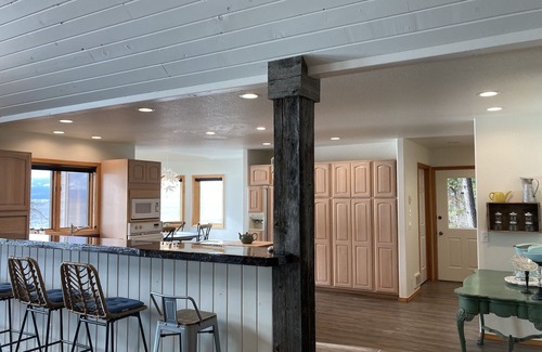Bigfork Casa | Fill your soul w/ 400' of PRIVATE waterfront w/ dock, lift, diving board & more!