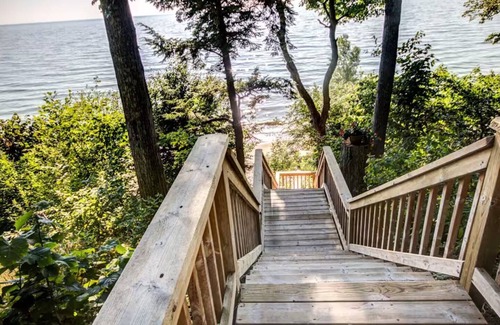 Montague Cabaña | Firepit, Deck & Views | Stairs to Lake Michigan