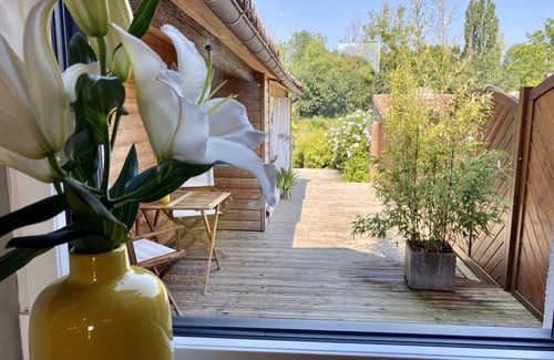 Varades Cabaña | Gîte 3 Ears "A Brin de Loire" 5 personas, vista a la terraza Loire