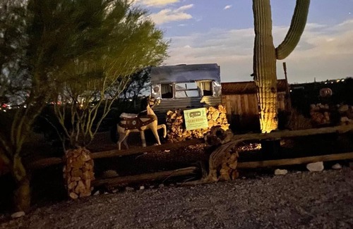 Tucson Cabaña | “Glamping” at its finest. Meet Genevieve, a restored 1959 Fan travel trailer.