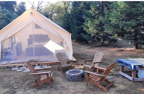 Auburn Alquiler De RV | Glow in the dark Pickleball and Glamping in 16x14 canvas tent with Queen setup