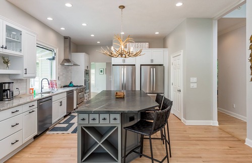 Lake Lure Casa | Gorgeous lakefront home with mountain sunset views & hot tub!