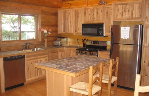 Cloudcroft Cabina | Handcrafted Log Home con respaldo de una bañera de hidromasaje en el Bosque Nacional