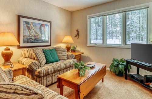 Forest Beach Condominio | Harbor Cove condominio w / chimenea y cubierta trasera - playa privada