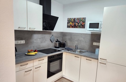 Iphofen Apartamento | Apartamento vacacional '5 Traminer' con vistas a la montaña, terraza compartida y Wi-Fi