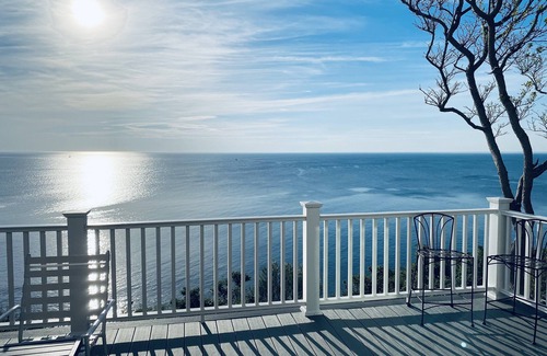Plymouth Casa | Home with spectacular panoramic ocean views from a bluff high above Cape Cod Bay