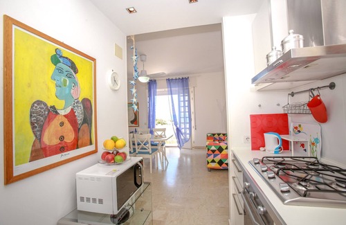 Donnalucata Apartamento | Apartamento junto al mar, terraza, jardín, vistas al mar, Wi-Fi, aire, máx. 5 personas