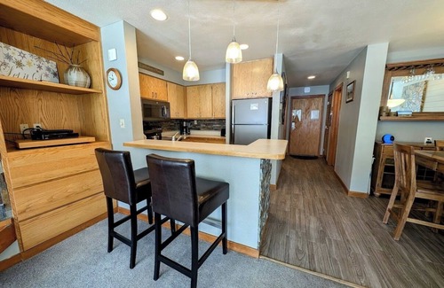 Lakeside Village Condominio | Brillante estudio abierto que funcionaría bien para un grupo de 4 con mucho espacio para su viaje a Keystone.