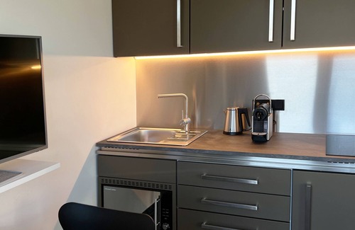 Unterrath Hotel | King-De Lujo-Apartment-Baño en la habitacion-Balcón