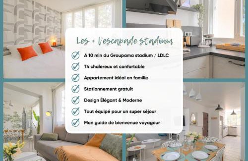 Decines-Charpieu Apartamento | L'Escapade Stadium - T4 familial climatisé