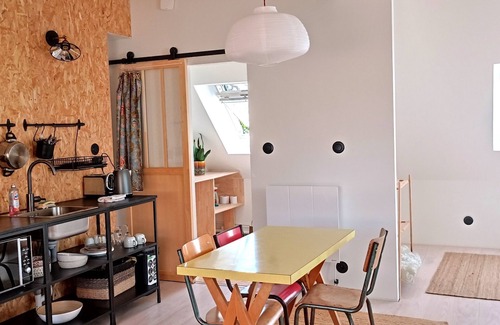 Plouharnel Apartamento | L'Etage - Quiet, spacious and cozy studio, classified Furnished Tourism