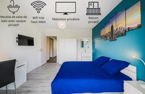 Secteur 3 Apartamento | La coloc' Smart & Cosy - 4 chambres différentes et privatives sont disponible dans ce T4 de 80m2 en colocation - Jusqu'à 2 personnes par chambre - 1 lit double par chambre